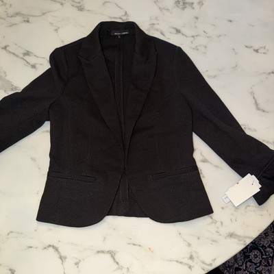 NWT Amanda + Chelsea Black Fitted Jacket Blazer Size 2 Ruffle 3/4 Sleeve 