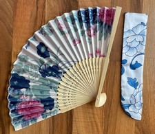 Folding Bamboo Chinese Hand Fan Flowers