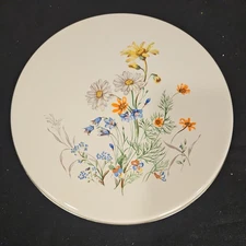 Vintage 1970’s Reston Lloyd Enamel Stove Top Cover  10” Round Flowers