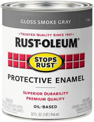 7786502-2PK Stops Rust Brush on Paint, 1 Quarts, Gloss Smoke Gray, 2 Can, (Pack