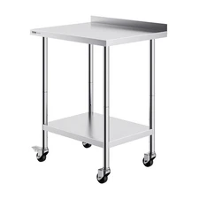 24x30x40in 304SS Adjustable Height Work Table with Casters & Heavy Duty Support