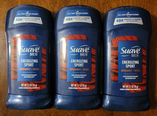 Lot of 3 Suave Men ENERGIZING SPORT Deodorant Antiperspirant Bergamot Wood 8/26