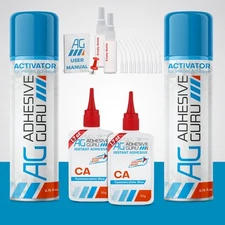 Adhesive Guru CA Glue with Activator Kit (2x1.7 oz + 2x6.76l.oz) Professional...