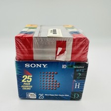 Sony 2HD 3.5 Diskettes 1.44MB 5 Colors 25 Pack IBM Formatted Micro Floppy New