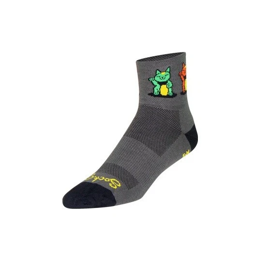 Socks - SockGuy - Charm 3" L/XL Cycling/Running NEW Cat Gray MEN - Image 2 of 4