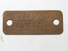 1956 Tuscarawas County Ohio Dog Tax Tag License - #65232