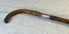 Antique Irish Blackthorn Walking Stick Silver Collar  Vintage Lovely