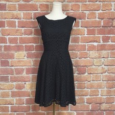 Ann Taylor Loft Black A-Line Fit & Flare Dress 100% Cotton Knee Length Size 0