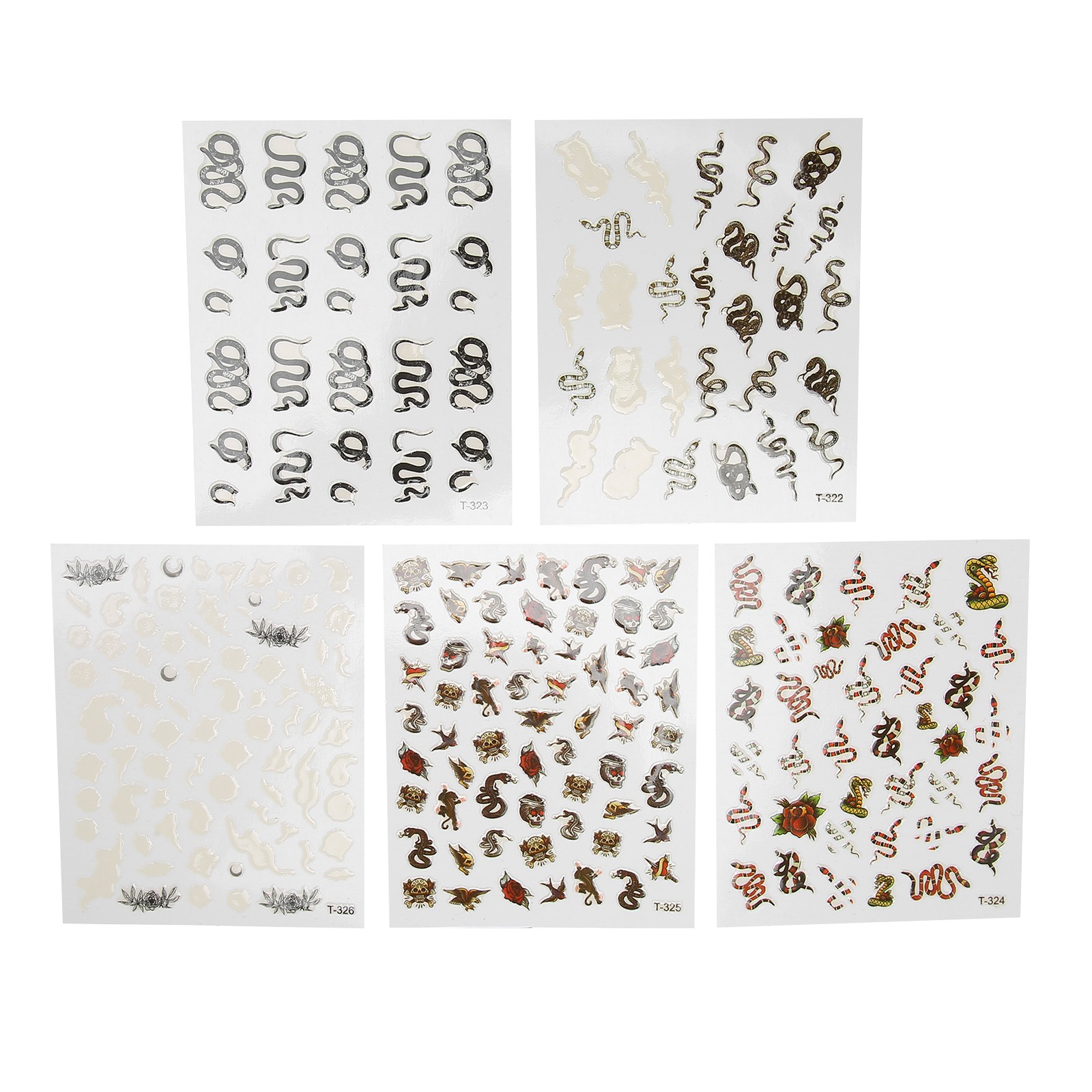 5Pcs Nail Art Stickers Snake Pattern Self Adhesive DIY Decorative Decals BLW
