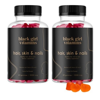 Hair Skin Nails Gummies Biotin 6000mcg 120 Count 60 Day Supply USA Black Girl