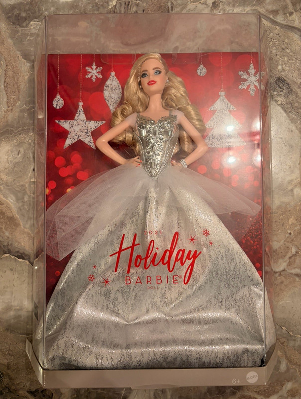 Mattel 2021 Holiday Barbie 12 in Doll Blonde Silver/White Gown Boxed