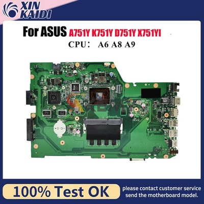 X751YI Laptop Motherboard For ASUS A751Y X751Y D751Y K751Y Mainboard W/ CPU