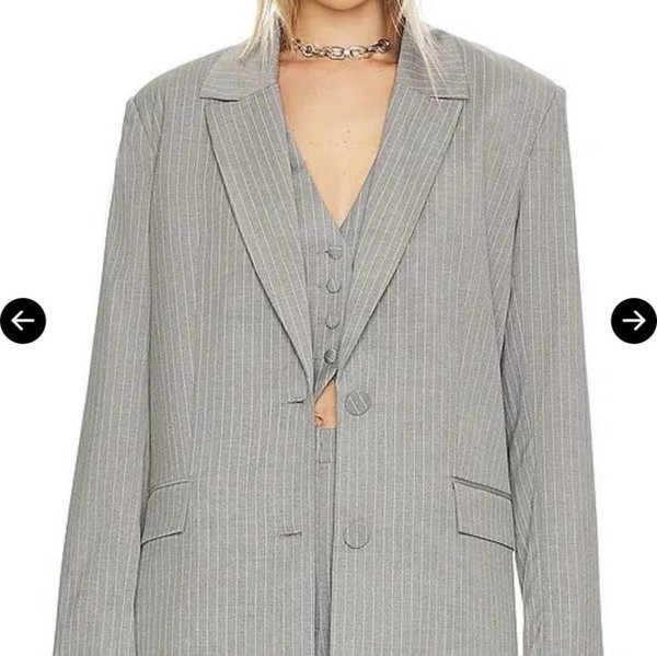 Bardot Oversized Grey Pinstripe Blazer Size S (M)
