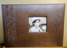 K Company Brown Leather Embossed Scrapbook 11x8.5 in 20 Pages