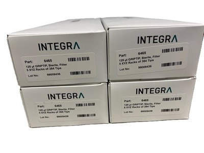 Integra 6465 (4Pack) 125uL Sterl, Filt 5 XYZ Rack of 384 Tips VIAFLO FREE SHIP