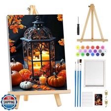 MOGTAA Halloween Paint by Numbers Kit for Adults Beginners with Frame, Fall P