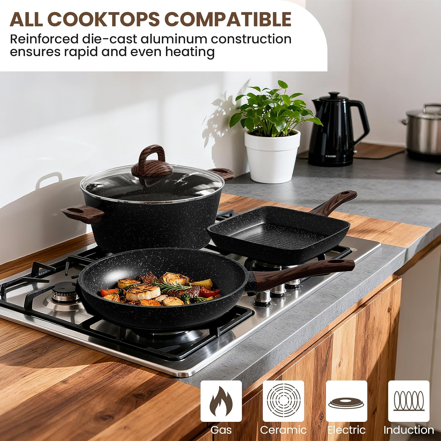 Pots and Pans Set Non-Stick, 31 Piece Kitchen Induction Cookware ...