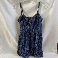 Express Womens blue Multicolor spaghetti strap Mini dress size M Pockets