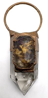 Electroformed Copper Phantom Quartz Pendant 2.5 in