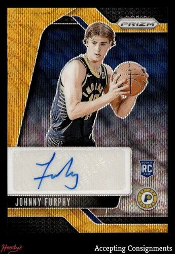 2024-25 Panini Prizm Rookie Gold Wave #14 Johnny Furphy RC AUTO 04/10 Pacers