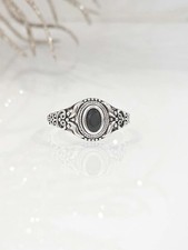 Oval Cut Black Onyx Sterling Silver Ring