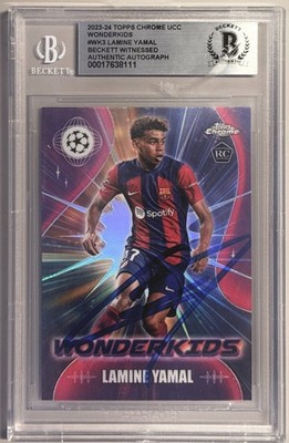 2023-24 Topps UCC Chrome Wonderkids #WK3 Lamine Yamal Signed RC Beckett BAS Auto