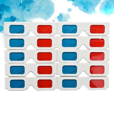 50pcs Glasses Paper-framed Stereo Glasses Red and Blue Lens Eyewear 
