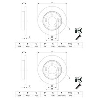2X Bosch Bremsscheiben Ø258Mm Hinten Passend FÜR Hyundai IX20 Kia Venga