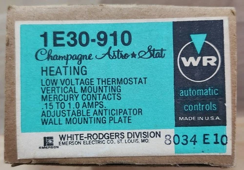 White Rodgers Low Voltage Vertical Thermostat 1E30-910 Champagne Astro Stat
