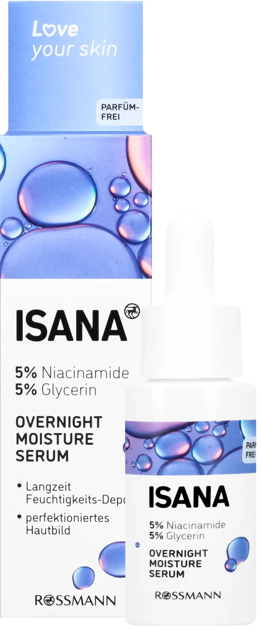Isana Niacinamide & Glycerin Overnight Moisture Face Serum Vegan 30ml