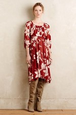 Anthropologie Maeve Florence Pleated Floral Sheer Dress 0 EUC  CG