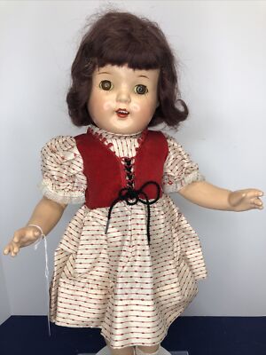 19  Antique Vintage Unmarked 1940 s Doll All Composition Original dress & wig #s