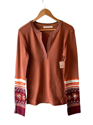 Free People Women's Size M Mikah Layering Cuff Autumn Combo Top - New