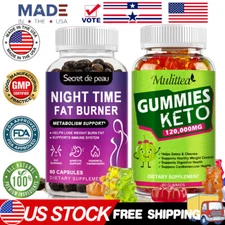 Weight Loss ACV Keto Gummies|Night Time Fat burner Capsules Appetite Suppressant