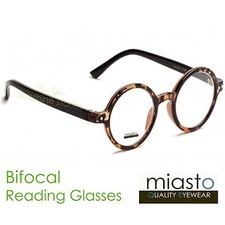 MIASTO ROUND BIFOCAL "LENNON/ POTTER" SMALL READING GLASSES 2.50 TORTOISE