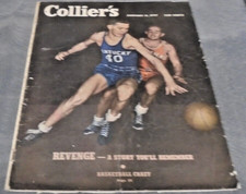JAN 1947 COLLIER'S MAGAZINE BASKETBALL KENTUCKY VS ST JOHNS VERY RARE HISTORIC!