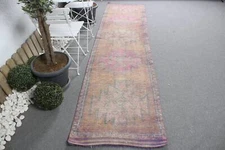Vintage Rug, Neutral Rug, Turkish Rug, 2.6x11.4 ft Runner Rug, Luxury Rugs