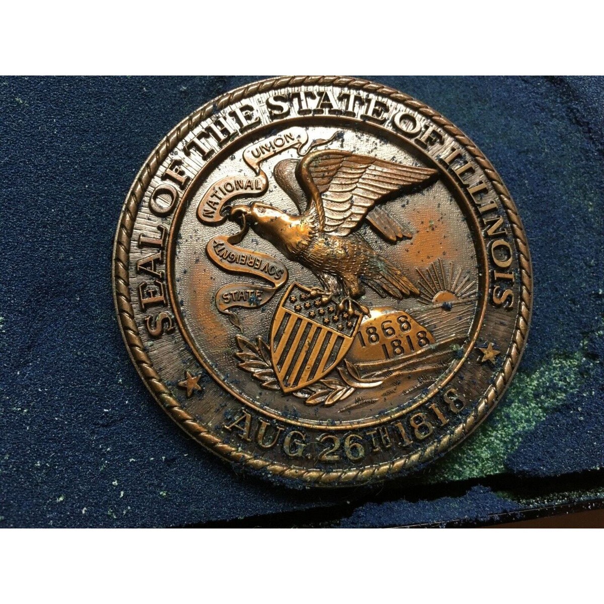 Bronze Seal of the State of Illinois August 26, 1886 Medallion