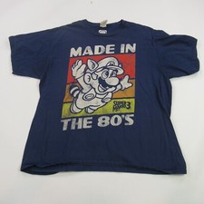 Super Mario 3 Shirt Mens XL Blue Short Sleeve Nintendo Crew Neck Vintage