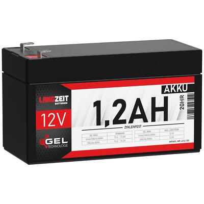 Akku 12V 1,2Ah Blei Gel Akku Batterie Bleiakku 12Volt ers. AGM 1,3Ah LC-R121R3PG