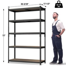 WORKPRO 5Tier Steel Shelving Storage Unit 35-3/10"x17-1/2"x 72" Heavy Duty Shelf