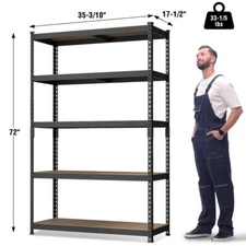 WORKPRO 5Tier Steel Shelving Storage Unit 35-3/10"x17-1/2"x 72" Heavy Duty Shelf