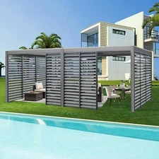 Louvered Pergola Shade Aluminum Screen: Waterproof,  UV & Wind Resistant,Grey