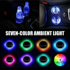 2x LED Solar Cup Pad Light Cover Car Accessories Interior Decoration Auto Lights