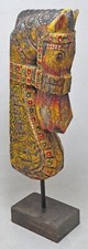 Intagliato a Mano Rigida Legno Cavallo HEAD Busto Figurina Rustico Dipinto