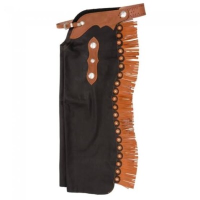 Western Chap Cowboy Chaps Handmade Black Leather Pants Riding Chap Fringes Chap