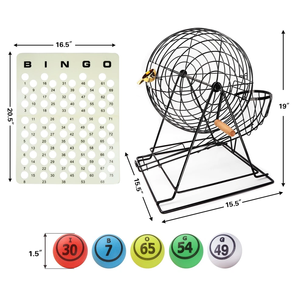 PRO Jumbo Bingo Game Set w/Large Bingo Cage, 1.5" Ping Pong Bingo Balls & Board - Image 2 of 4