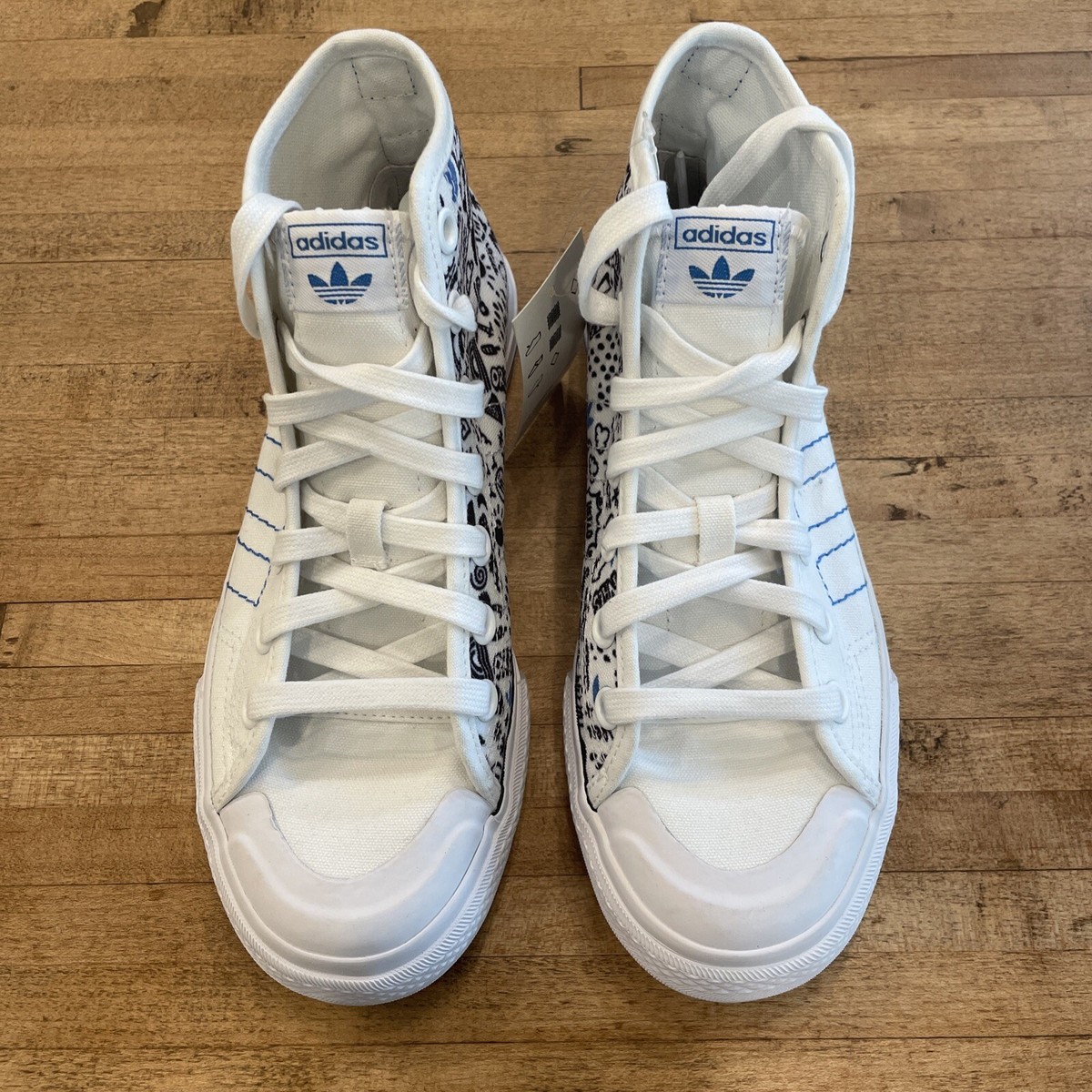 Adidas Men\'s Size 9.5 Originals Nizza High RF Sneaker Shoes FY3092 Brand New Adidas Nizza Hi RF Lifestyle Shoes White/Black/Blue FY3092  main image 3