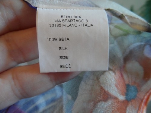 ETRO Brown Multi Floral 100% Silk Sheer Organza Front Ruffle Blouse Size 42 - Picture 24 of 24
