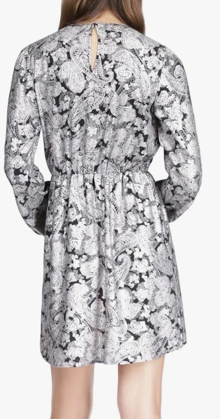 Abito da donna Michael Kors Foil Paisley a maniche lunghe 2X con bottoni ossei posteriore